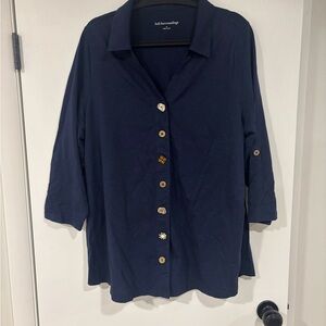 Soft Surroundings Navy Button-Up Women's Tunic
